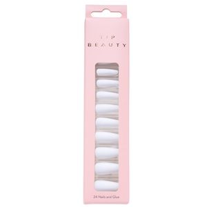 TIP BEAUTY Matte Coffin White Nails And Glue Set, 24 Count, White